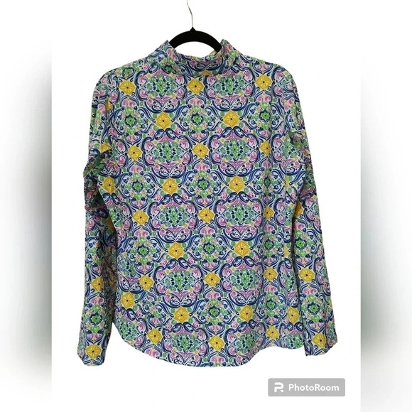 IBKUL Women's Nora Print Long Sleeve Mock Neck Top - Picture 6 of 8